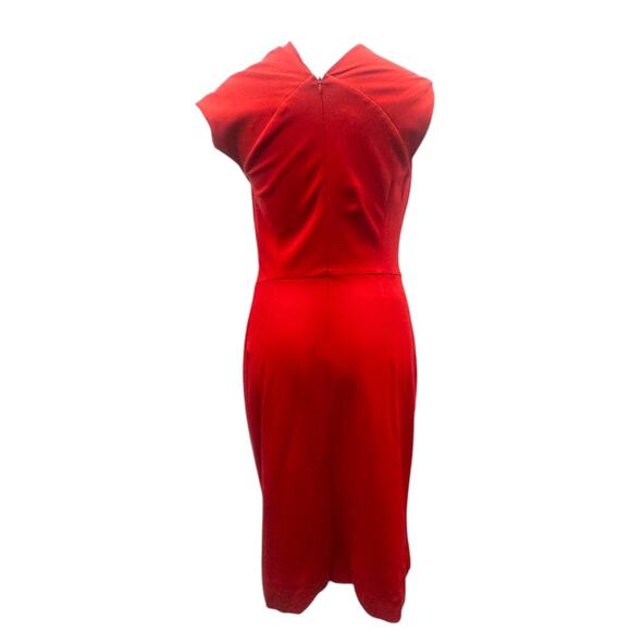 Escada Red Cowl Neck Dress Knee Length 40 Medium 10 - Picture 4 of 6